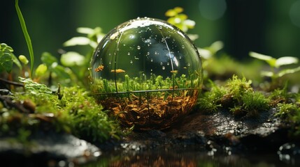 Glass Orb with Verdant Interior Scene