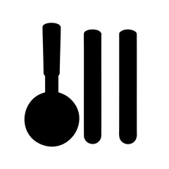 Abstract minimalist icon of a spoon with two bars, black and white
