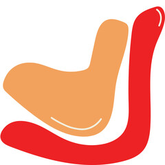 Abstract Rocking Chair Design in Peach and Red.