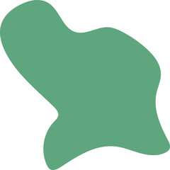 Minimalist sage green abstract shape with soft flowing amoebalike contours.
