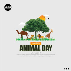 World Animal Day, observed on October 4th, raises awareness about animal rights and welfare.