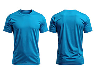 Blank vibrant teal t-shirt front and back views
