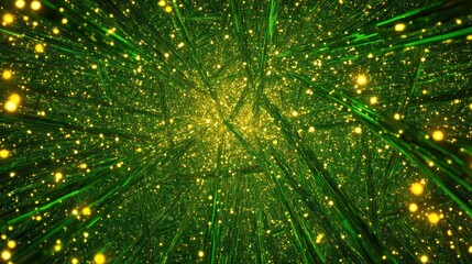 Emerald Galaxy: A Digital Flight Through a Sparkling Green Nebula