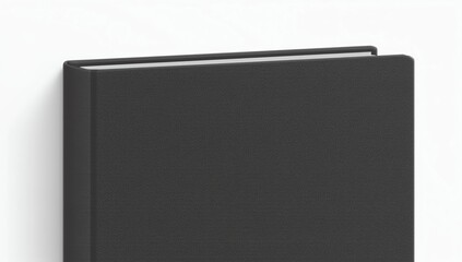 hardcover book mockup with a plain dark cover, placed vertically on a white background 