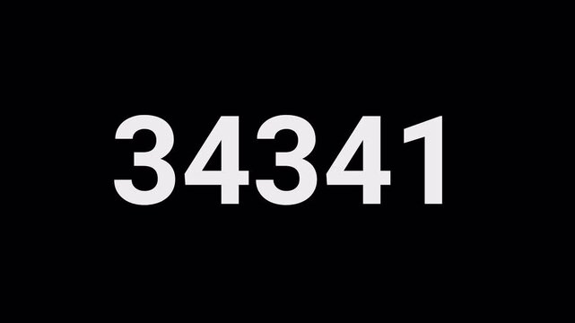 Number counter animation from 0 to 100000 on transparent background,