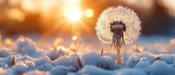 Winter Sunset Dandelion: A Breathtaking Scene of Nature's Resilience