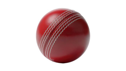 Classic red cricket ball with white stitching ready for action