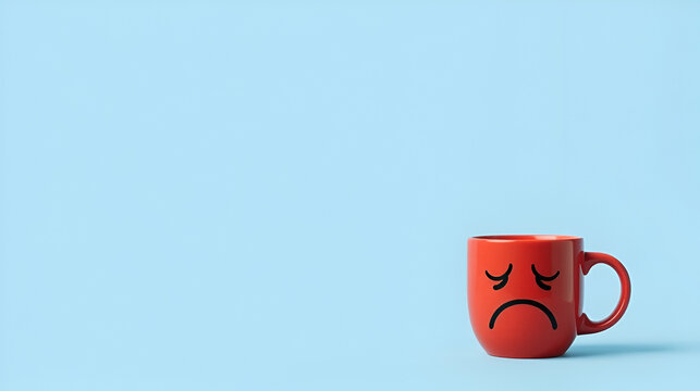Circle round balloon icon face symbol decoration ornament blue monday morning background wallpaper copy space empty depression sadness unhappy gloomy annoy mug joylessness emotion feeling.
