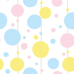 Pastel Dots Pattern with Randomly Spaced Mini Shapes on White Background