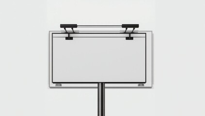 Obraz premium White rectangle billboard displayed in front of the restaurant. logo information for marketing announcement with clipping path