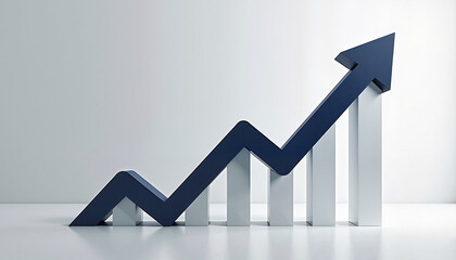 Arrow graph shows upward trend, business growth concept, with copy space