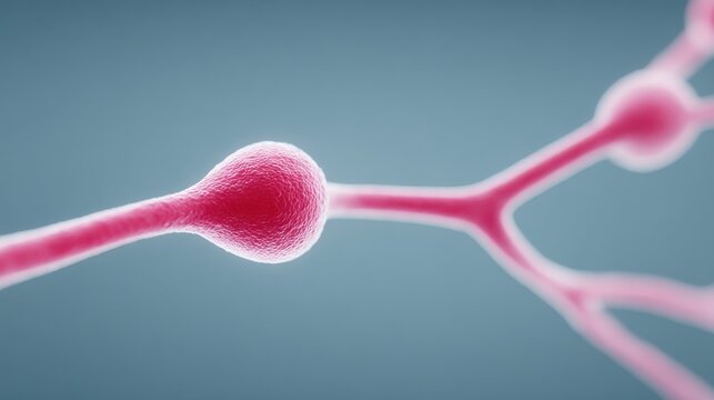 A pink and red cell with a blue background