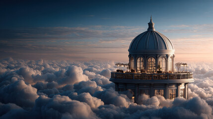 Fototapeta premium Whimsical cloud adventure exploring enchanted skies in a surreal fantasy atmosphere for magical moments