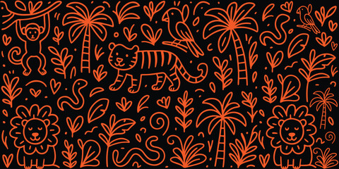 Jungle Animals Illustration doodle