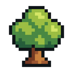 PNG Retro pixelated tree illustration.