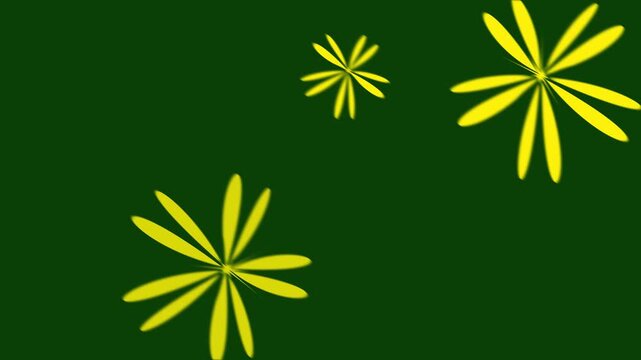 Vibrant golden floral motifs dance against a rich emerald backdrop, creating a modern artistic display with geometric and floral interplay.