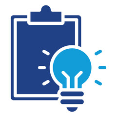 Obraz premium Idea Plan Glyph Dual Tone Blue Icon Design Vector - Clipboard with a light bulb, symbolizing innovation, brainstorming, and project planning