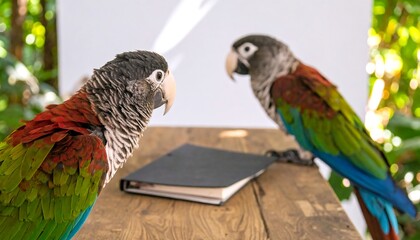 Two Parrots Wooden Table 
