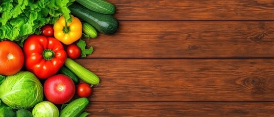 Vibrant Vegetables on Rustic Wood: A Fresh and Healthy Harvest