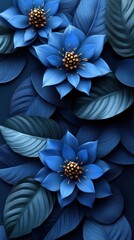 Serene Blue Floral Arrangement: A Digital Masterpiece of Nature's Elegance