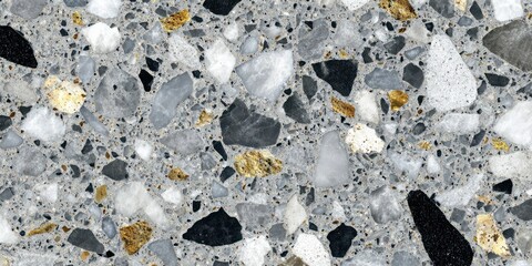 Close-up of a polished terrazzo stone surface with marble fragments.