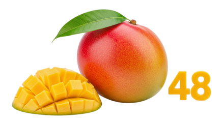 The luscious mango a reminder of tropical summers cut into juicy cubes promising a burst of fruity delight set against