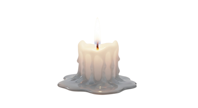 A glowing candle burning bright symbolizing hope and reflection in the quiet stillness with melting wax and dark stark