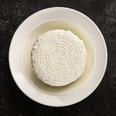 Cottage cheese fermented milk product portion size natural product tasty snack fresh delicious gourmet food background on the table rustic top view copy space keto and paleo diet