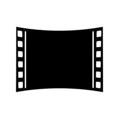 Obraz premium A single black and white filmstrip, with a slightly curved perspective