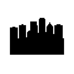 Naklejka premium Silhouette of a city skyline with high rise buildings and architecture