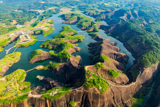 Aerial photography of Gaoyiling in Chenzhou, Hunan Province in the summer evening