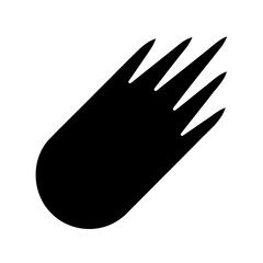 Stylized black comet on white background with blurry tail extensions illustration