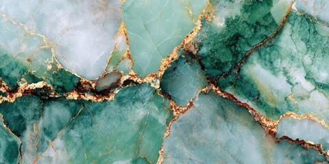 Vibrant emerald marble texture with sparkling veins and deep cracks