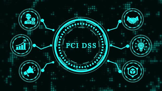 Pci dss compliance concept on dark digital background payment card industry data security standard is a set of requirements intended to ensure that all companies that process, store