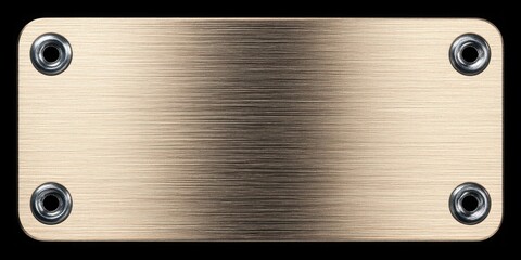 Brushed gold metal nameplate with rounded corners and four screw holes