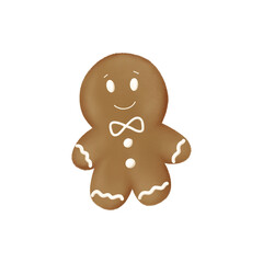 gingerbread cookies with white icing in the shape of a man, isolate, transparent background, png