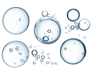 Close-up view of clear liquid with bubbles in circular formations