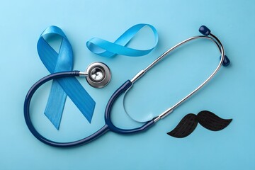 Show your support for men's health this Movember with a blue ribbon and stethoscope, raising awareness for prostate cancer and men's wellness initiatives