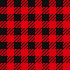Red and black lumberjack tartan plaid seamless pattern