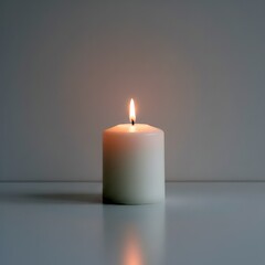 A captivating image of a lit candle with a warm glow, creating a serene and inviting atmosphere. The soft light reflects on the smooth surface, enhancing the calm ambiance .