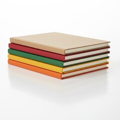 Stacked colorful hardcover books create a vibrant arrangement, perfect for academic, library, or educational contexts, symbolizing knowledge and learning on a white background .