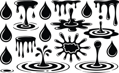 Black ink drops vector illustration design graphic element