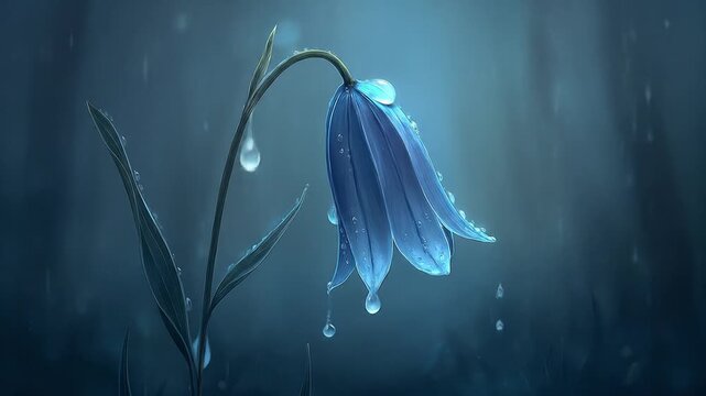 Solitary blue flower