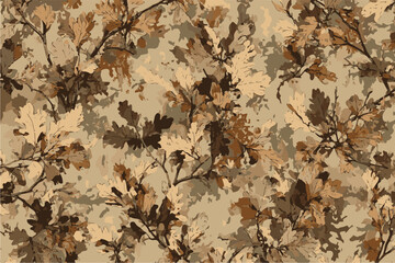 Tree leaves forest camouflage seamless pattern design pattern for hunting and military uniform. Hunting camouflage. Vector forest leaves texture