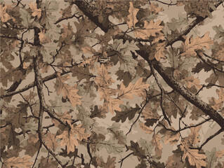 Tree leaves forest camouflage seamless pattern design pattern for hunting and military uniform. Hunting camouflage. Vector forest leaves texture © amir