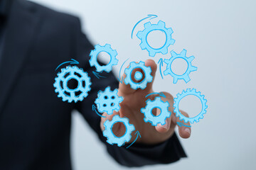 Abstract concept of teamwork, synergy, and process.  Perfect for business, technology, and collaboration.