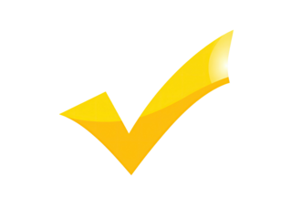 Bright yellow checkmark icon on black background