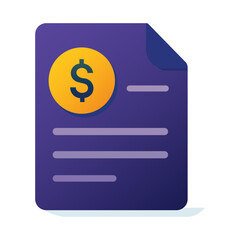 Flat vector illustration of an invoice icon with dollar symbol, financial document for billing, accounting, business payment, and finance management, modern design isolated on white background