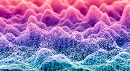 Vibrant Gradient Wireframe Mesh Abstract Landscape