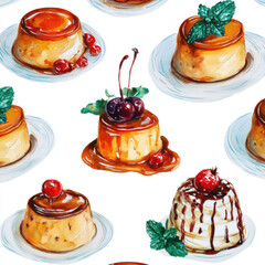 Cute Caramel Dessert Pattern with Soft and Sweet Flavors